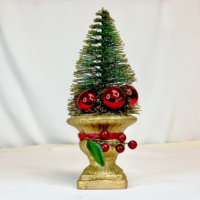 Metal 1960s Vintage Boho Chic Hollywood Regency Bottle Brush Christmas Tree For Sale - Image 7 of 8