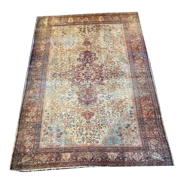 A 19th Century Rare Genuine Silk Ferahan Sarouk Rug Circa 1870 For Sale