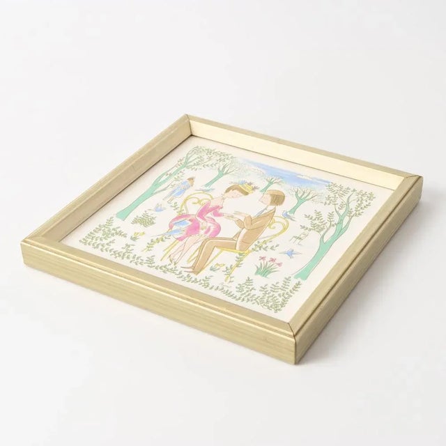 Mid-Century Modern Lovers Ceramic Tile by Raymond Peynet for Rosenthal, 1950s For Sale - Image 3 of 7