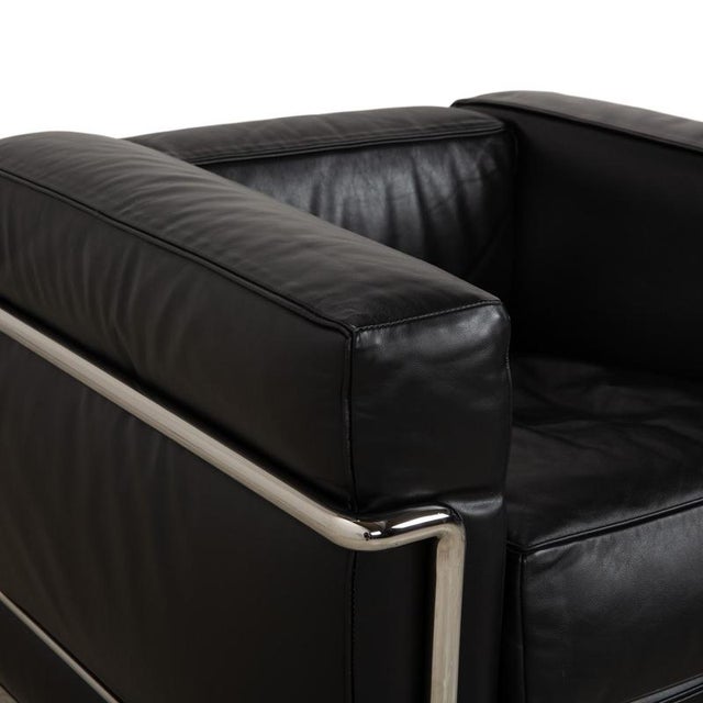 Cassina LC 2 Armchair in Black Leather by Le Corbusier for Cassina For Sale - Image 4 of 13