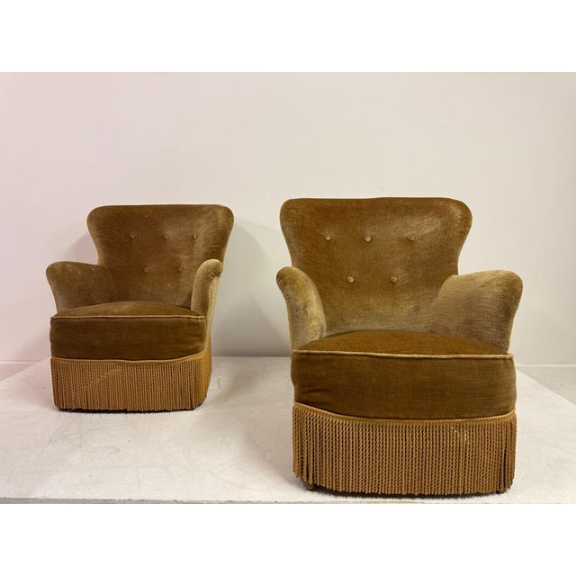 Set of Danish Lounge Chairs with Fringe Skirts, 1950s For Sale - Image 13 of 16