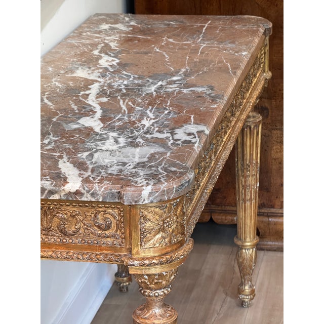 Late 18th Century French Carved Giltwood Marble Top Console Table For Sale - Image 13 of 13