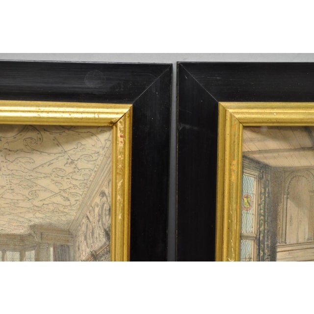 Antique Colored Lithograph 3d Frame Hall of Levens & Trophy Room Joseph Nash - Set of 2 For Sale - Image 14 of 18