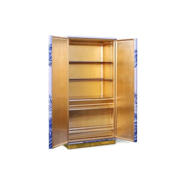 Metal Cabinet with Hand-Painted Tile For Sale - Image 7 of 11