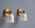 Brass Alabaster Flower Wall Sconces, Brass Ruffle Alabaster Flower Shade, Wall Sconce Marble Wall Light Pair of 2 For Sale - Image 6 of 11