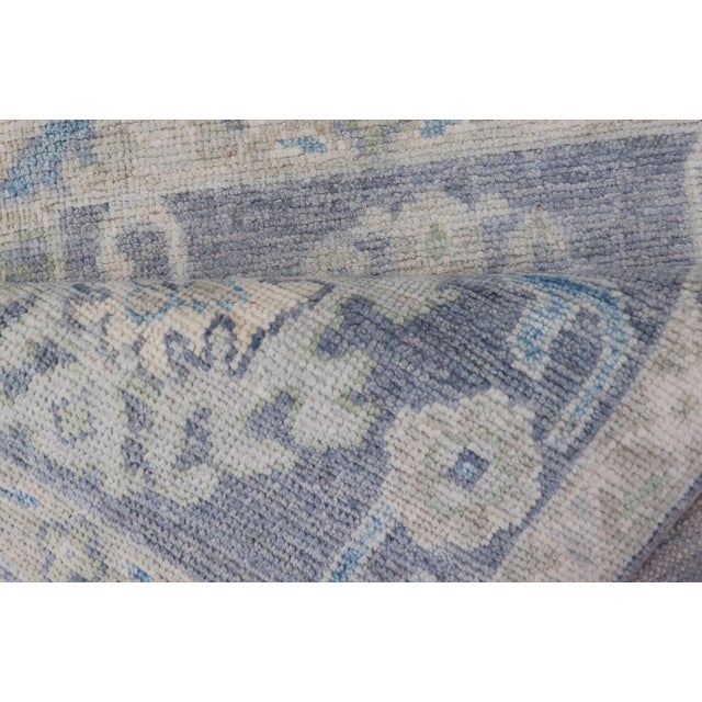 Modern Oushak Rug With Serene Blue Tones and Soft Ivory and Sage 1'10 X 3'0 For Sale - Image 9 of 10