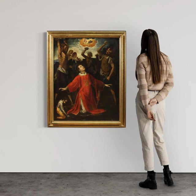 Rare Italian religious painting from the first half of the 17th century. Oil on panel artwork depicting the martyrdom of...