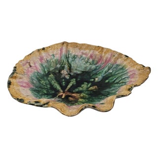 Griffin Smith & Hill Etruscan Majolica Begonia Leaf Plate 9.25" For Sale