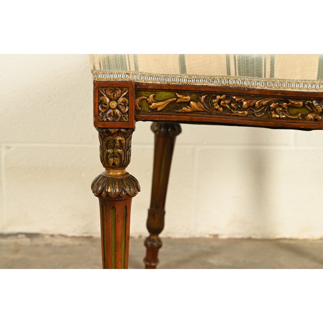 Brown Karges Style French Regency Louis XVI Carved Mahogany and Gold Gilt Dining Chairs, Set of Four For Sale - Image 8 of 12