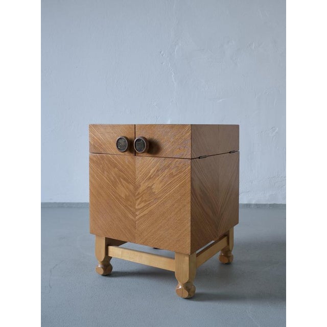 Mid-Century Oak Bar Cabinet Side Table For Sale - Image 14 of 14