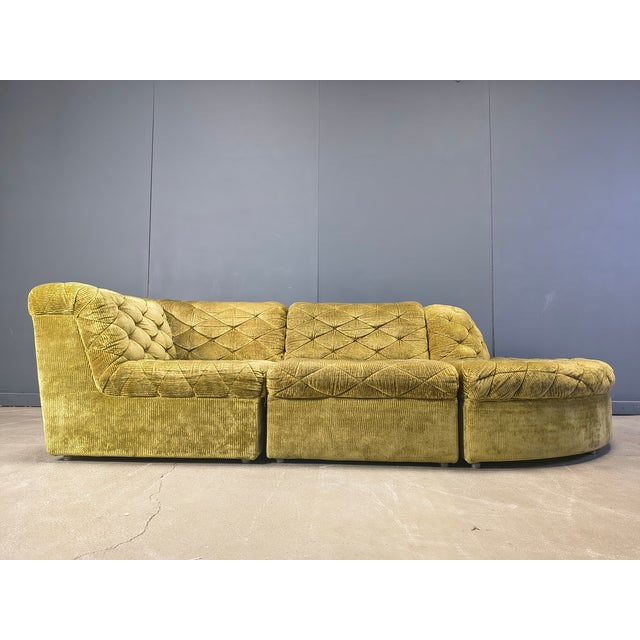 Mid-Century Modern Vintage Velvet Modular Sofa from Laauser, 1970s, Set of 3 For Sale - Image 3 of 6