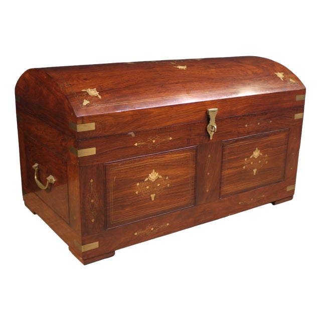 French Mahohgany Trunk, 1950 For Sale