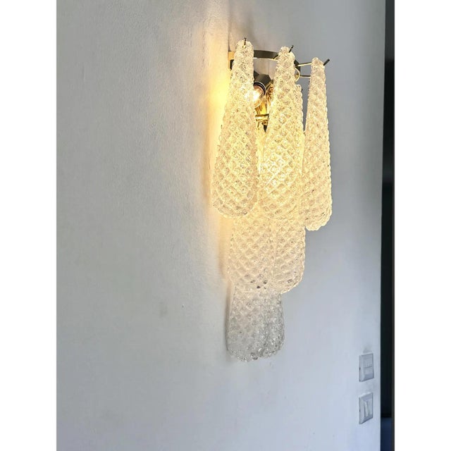White Clear Conchiglie Murano Glass Gold Wall Sconce by Simoeng For Sale - Image 8 of 9