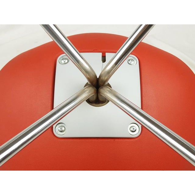 Metal Italian Chrome-Plated Metal Base and Red Polyurethane Seating Chairs, 1990s, Set of 5 For Sale - Image 7 of 18
