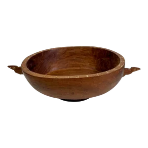 1950s Papua New Guinea Massim People Hand Carved Wooden Bowl