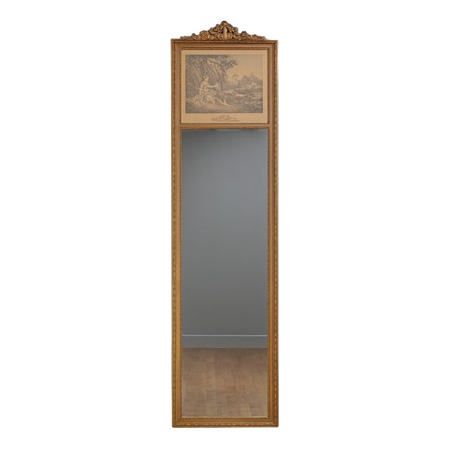 Louis XVI Style Carved Wood Trumeau Mirror For Sale