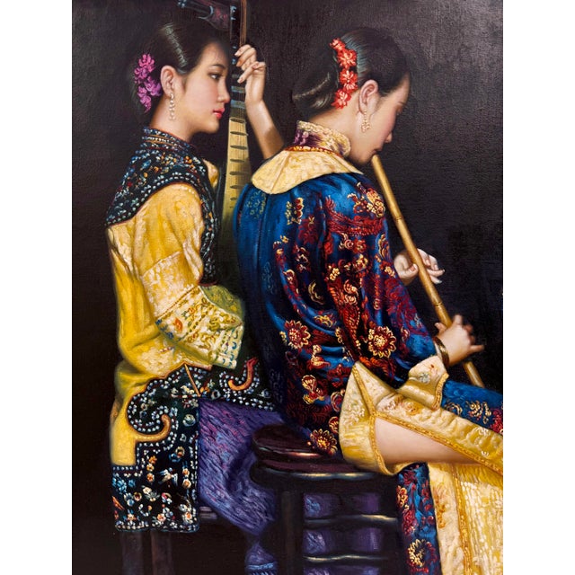 Vintage Reproduction of "Lingering Melodies From the Xunyang River" After Chen Yifei - Signed For Sale - Image 4 of 10