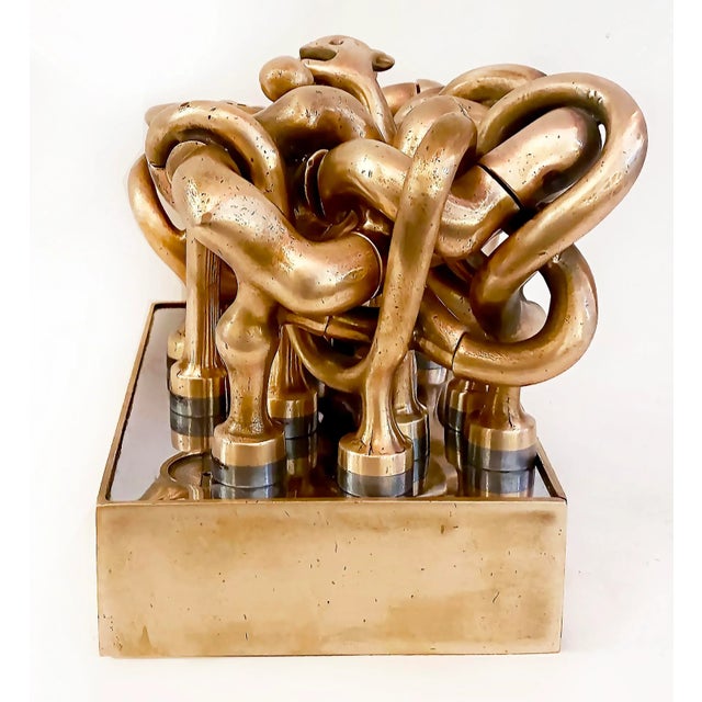 Abstract Miguel Ortiz Berrocal Edition Artcurial Omaggio a Picasso, Gilt Bronze 637/3000 For Sale - Image 3 of 8