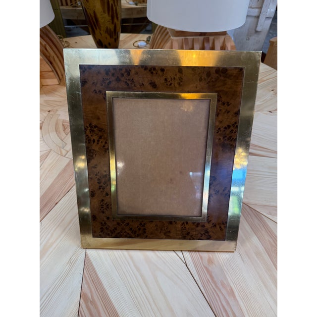 Modern Burl Wood and Brass Picture Frame For Sale - Image 3 of 6