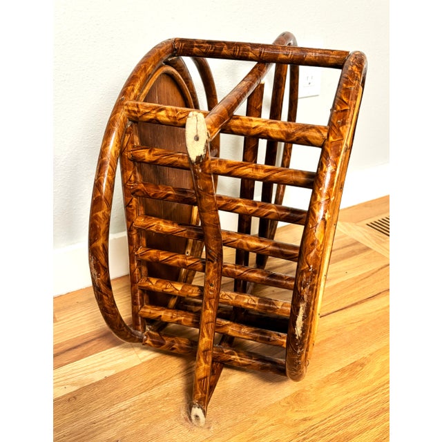 Brown Vintage Rattan and Woven Cane Magazine Rack/Book Holder For Sale - Image 8 of 10