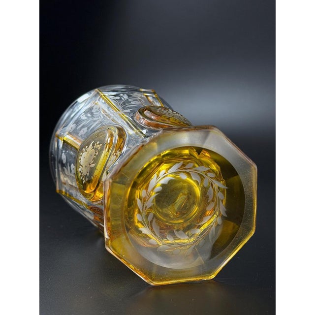 Antique Amber Cut Glass Vase with Floral Medallions, 1890s For Sale - Image 8 of 12