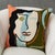 Abstract Global Views Veronica Pillow Hand Embroidered Abstract Portrait For Sale - Image 3 of 11