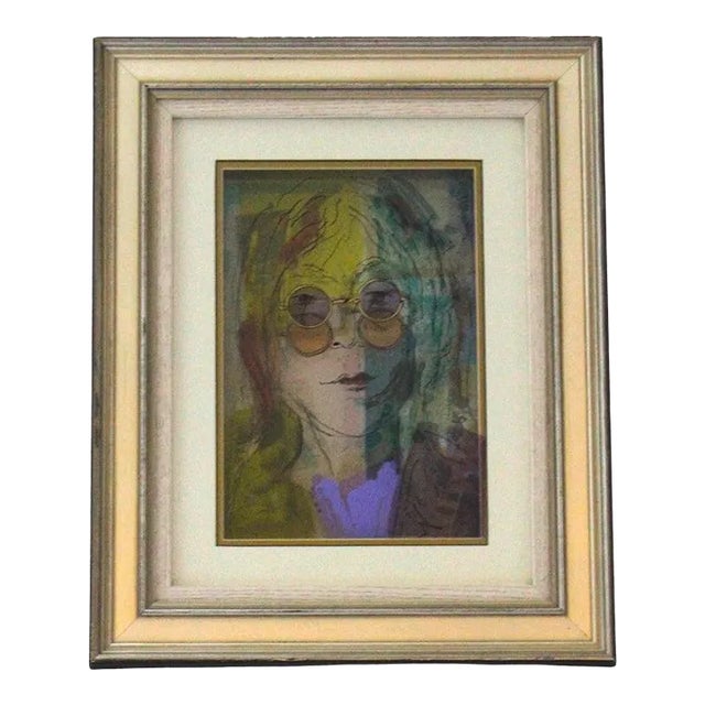 Jean Pierre Weill Collage "John Lennon" 3-D Painting on Glass Ltd Ed For Sale