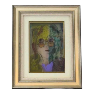 Jean Pierre Weill Collage "John Lennon" 3-D Painting on Glass Ltd Ed