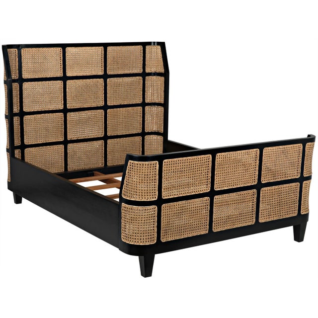 Not Yet Made - Made To Order NOIR Curved Porto Queen Bed with Caning in Hand Rubbed Black For Sale - Image 5 of 10