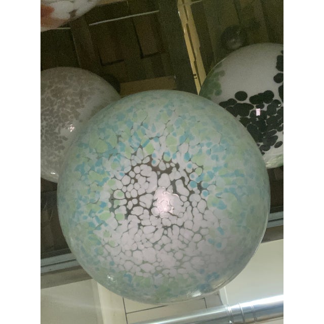 Contemporary Light light Green light blue and White Swiriling Sphere Pendant in Murano Glass Italian ChandelierImpressive...