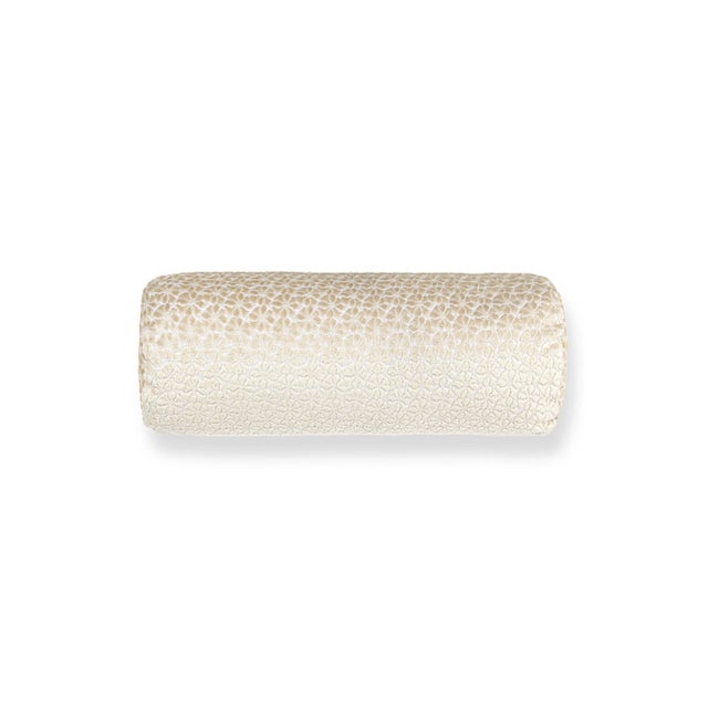 Contemporary The House Of Scalamandré Petal Velvet Bolster Pillow In Ivory For Sale - Image 3 of 3
