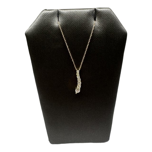 Diamond Journey Necklace in 10kt Yellow Gold – 0.25ctw, 18in, New For Sale