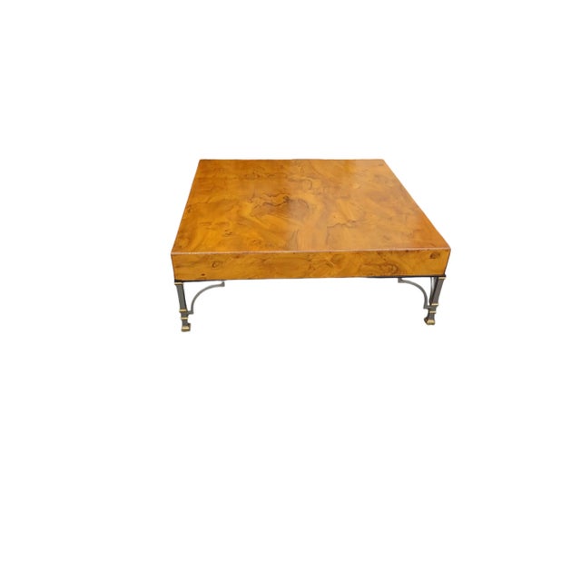 Mid 20th Century Vintage Boho Burl Olive Wood Campaign Style Coffee Table For Sale - Image 4 of 6