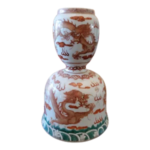 Vintage Chinese Porcelain Dragon Vase Five Claws