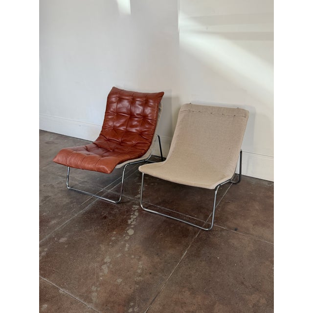 Vintage 1970's Cognac Leather Swedish Lounge Chairs For Sale - Image 14 of 15
