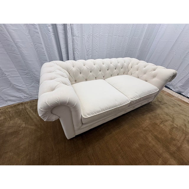 RH Kensington 2-Cushion Sofa Natural | Performance Linen Weave Designed by Timothy Oulton Luxe Depth 44" | Down-Feather...