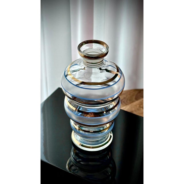 Frosted and Gilt Glass Decanter Set, 1960s, Set of 7 For Sale - Image 16 of 18