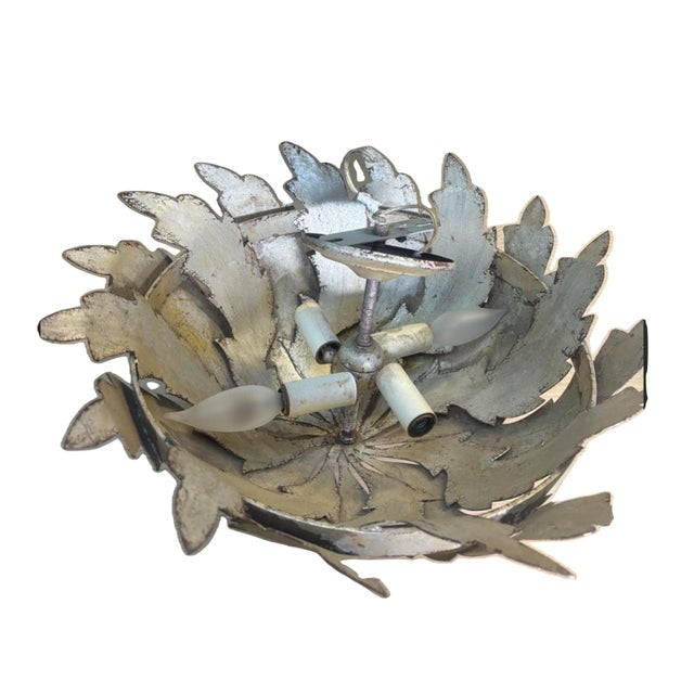 Contemporary Vintage Metal Ceiling Light Fixture For Sale - Image 3 of 5