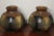 Great looking pair of vintage Pottery Craft vases with a multicolor glaze over the earthen brown body in a design...