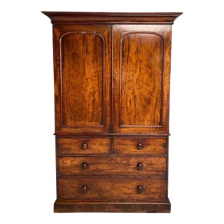 English George Iii, Linen Press Cabinet, Burl Mahogany, 1815 For Sale