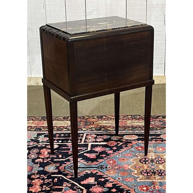 Art Deco Bedside Table in Rosewood and Walnut Burl with Marble Top For Sale - Image 15 of 18