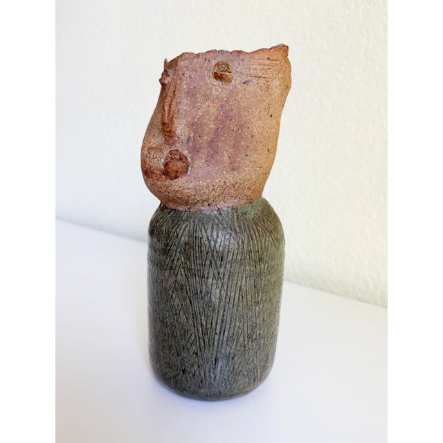 Ceramic Folk Art Pottery Figurative Vase, Artist Signed For Sale - Image 7 of 9