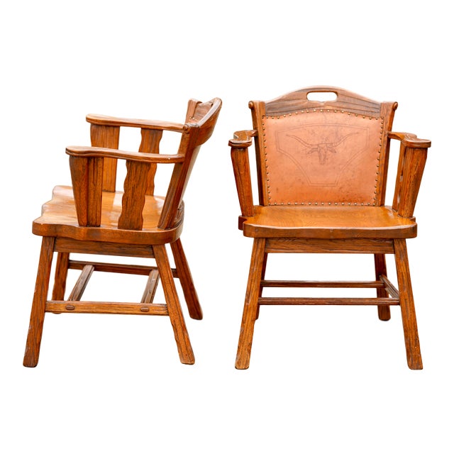 Mid Century Heirloom A. Brandt Ranch Oak Cowboy Longhorn Embossed