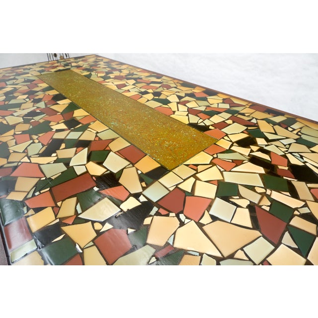 Large 46x92 Rectangle Tile Mosaic Top Funky Dining Table c1970s Artist Signed For Sale - Image 17 of 17