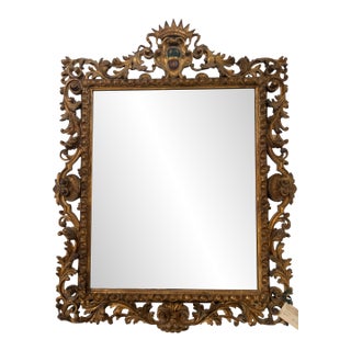 Antique Regency Armorial Crested & Crown Giltwood Mirror For Sale