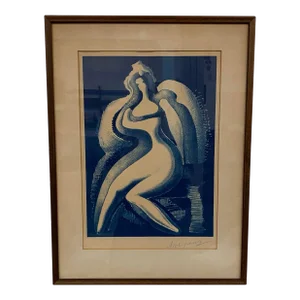 Mid 20th Century Coquette Print by Alexander Archipenko Blue and White