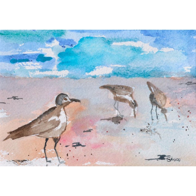 Serene watercolor of coastal Florida by an unknown artist named Stow (American, 1955-2016). Signed "Stow" in the lower...