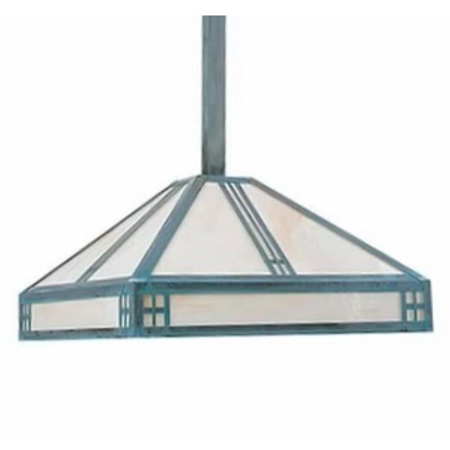 Grand Rialto Patina Verde Solid Brass Pendant Light with Honey Swirl Glass. Handcrafted in SoCal UL & Wet Listed 4 Bulb...