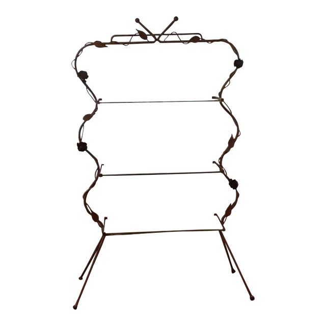 Mid Century Italian Original Gold Metal and Glass Etagere/Shelves/Plant Stand For Sale