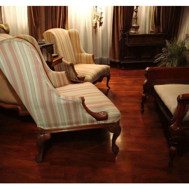 Pair of Vintage Louis XV-Style Bergère Wingback Chairs by Craftmaster. For Sale - Image 10 of 10